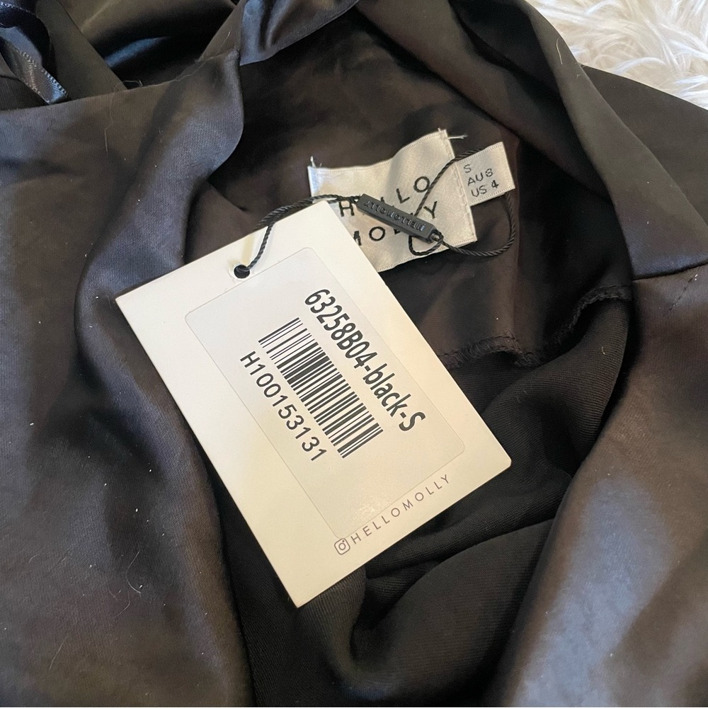 Hello Molly Proud Friend Mini Dress Satin Halter Cowl Coquette Small 4 90s LBD - Picture 7 of 10